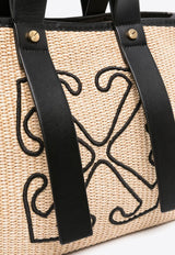Embroidered Arrows Raffia Tote Bag