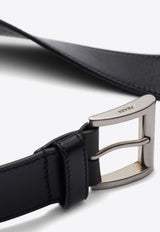 Logo-Engraved Buckle Leather Belt