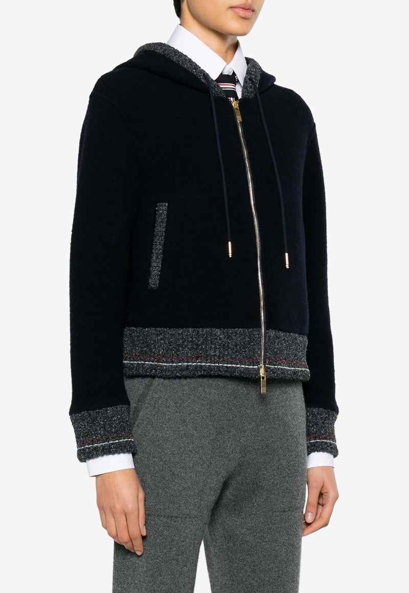 Zip-Up Wool Fleece Hooded Sweatshirt