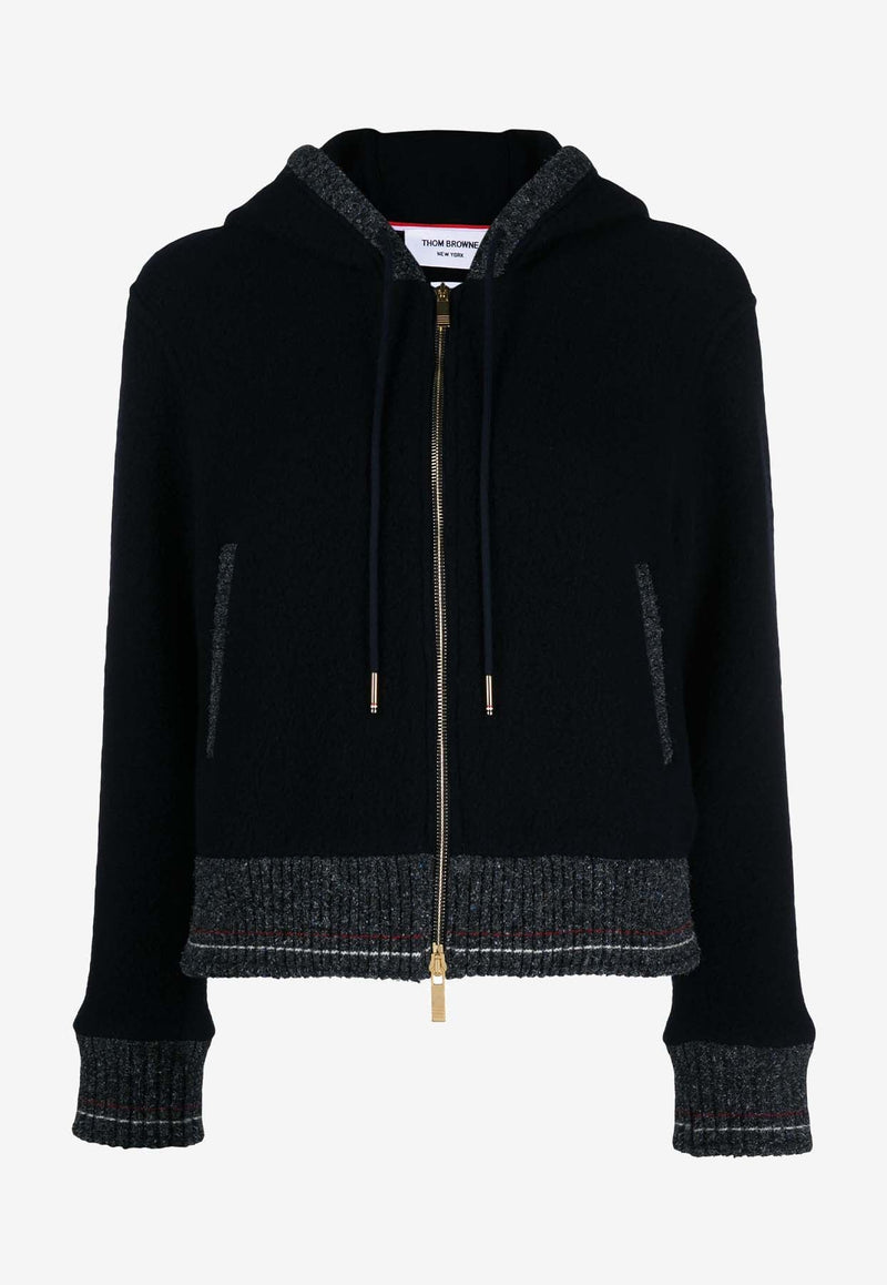 Zip-Up Wool Fleece Hooded Sweatshirt