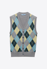 Argyle Intarsia Knit Wool Vest