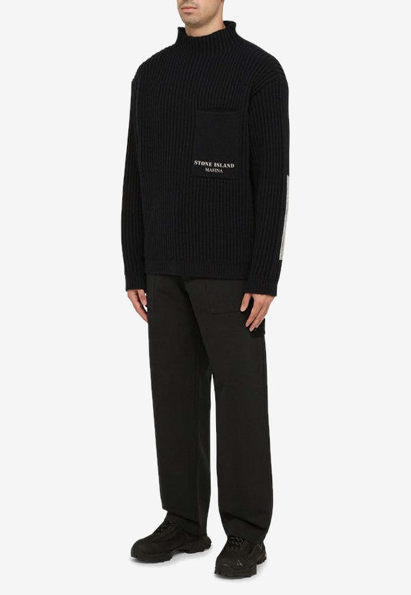 Turtleneck Ribbed Sweater in Wool