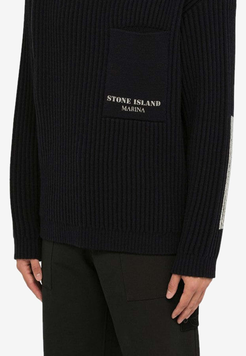 Turtleneck Ribbed Sweater in Wool