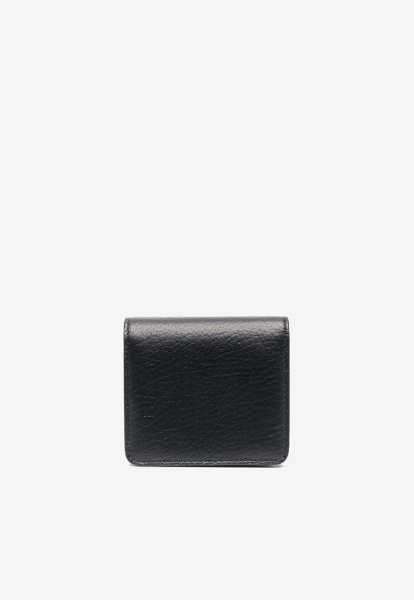 Four-Stitches Leather Wallet with Chain