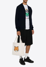 Fox Logo Print Canvas Tote Bag