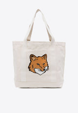 Fox Logo Print Canvas Tote Bag