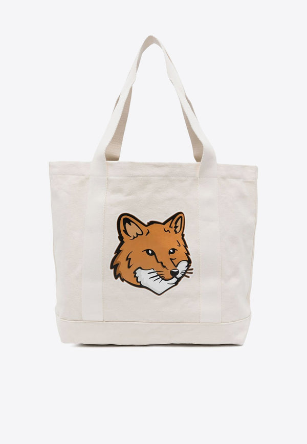 Fox Logo Print Canvas Tote Bag