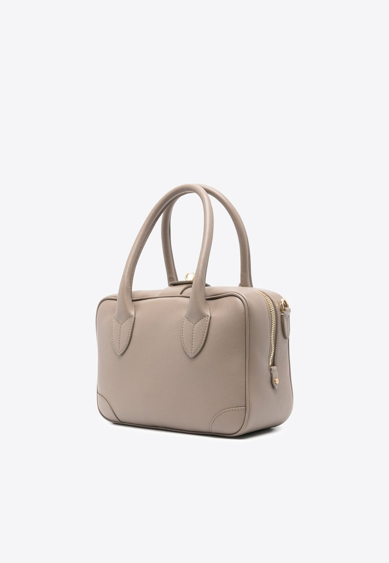 Vita Grained Leather Top Handle Bag