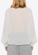 Polidori Tied-Neck Sheer Blouse