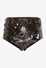 Glow Sequined High-Cut Mini Shorts