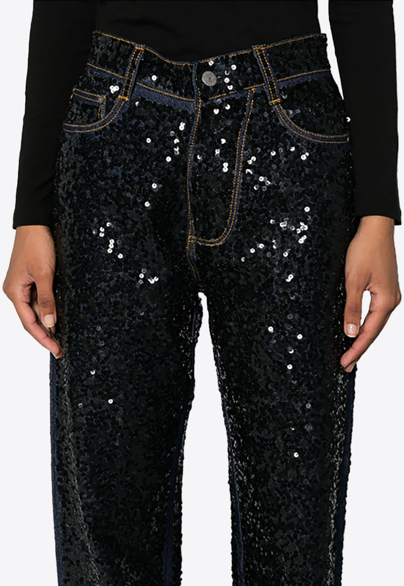 Guff Sequined Straight Jeans