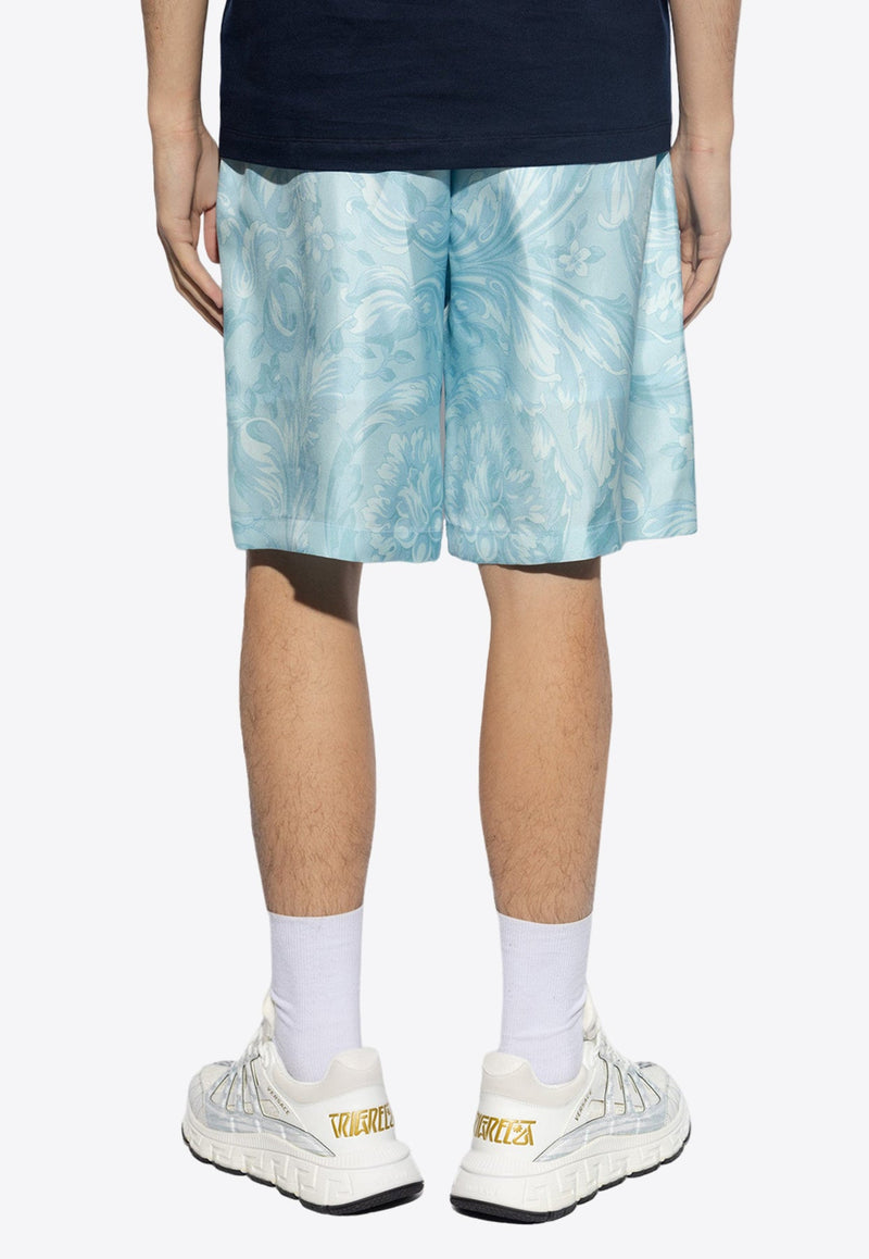 Barocco Print Silk Shorts