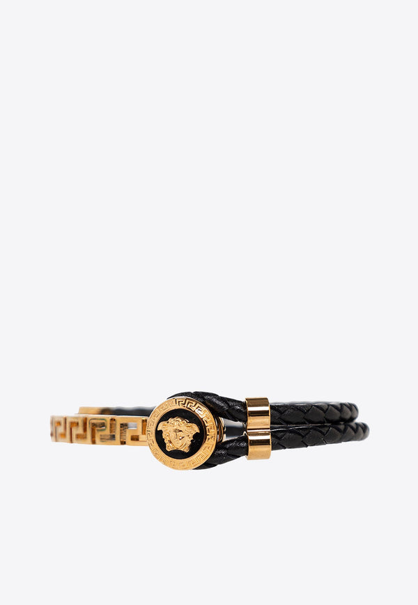 Greca Braided Leather Bracelet