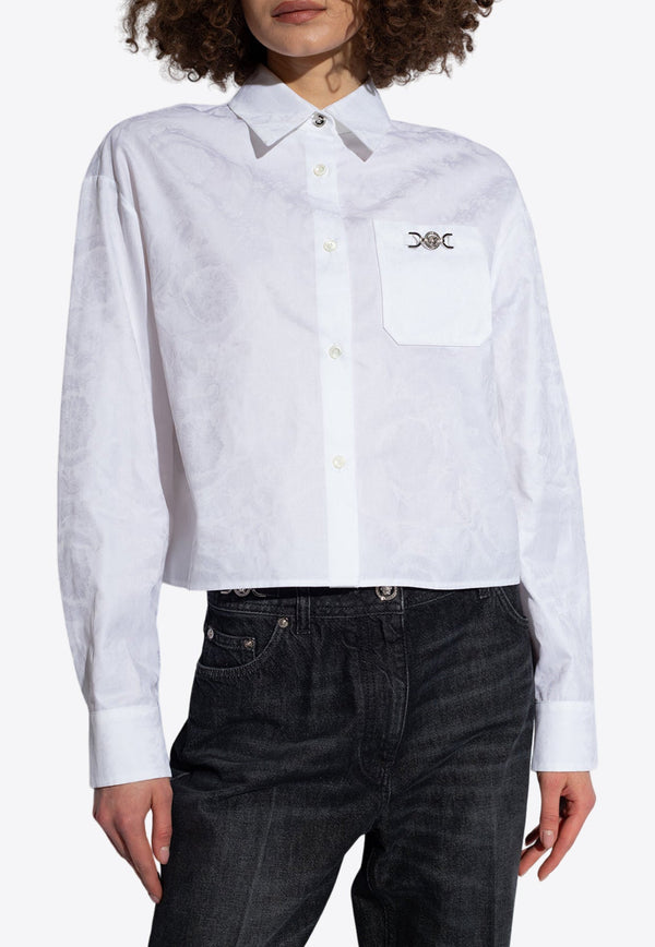 Barocco Jacquard Long-Sleeved Cropped Shirt