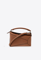 Small Puzzle Leather Top Handle Bag