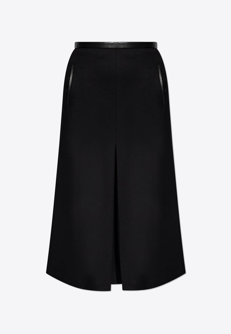 Pleated Wool-Blend Midi Skirt