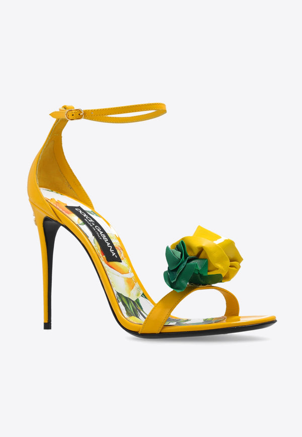 Keira 105 Floral Applique Sandals in Patent Leather