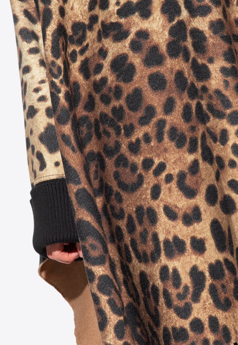 Leopard Print Sleeved Poncho