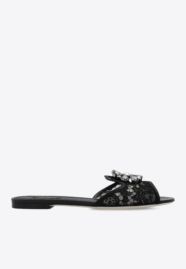 Bianca Embellished Lace Flat Sandals