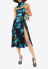 Floral Print Charmeuse Midi Dress