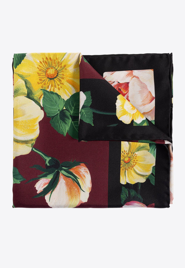 Floral Print Silk Shawl