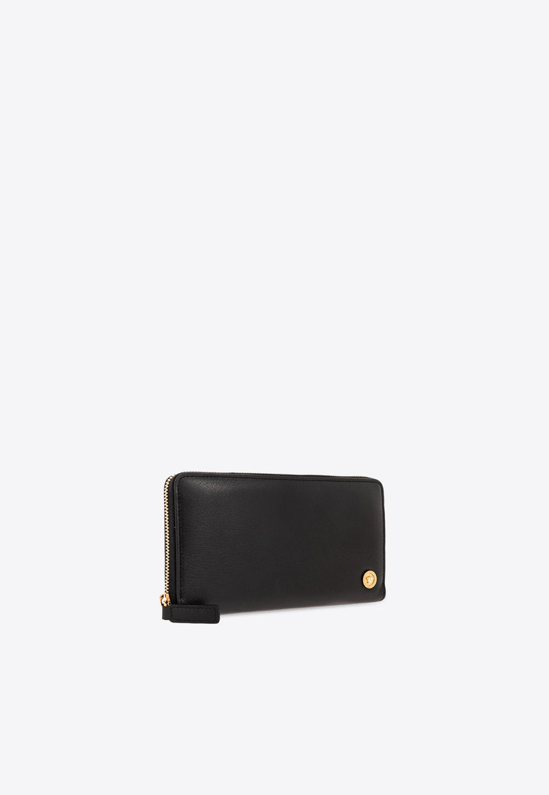 Medusa Logo Plaque Leather Wallet