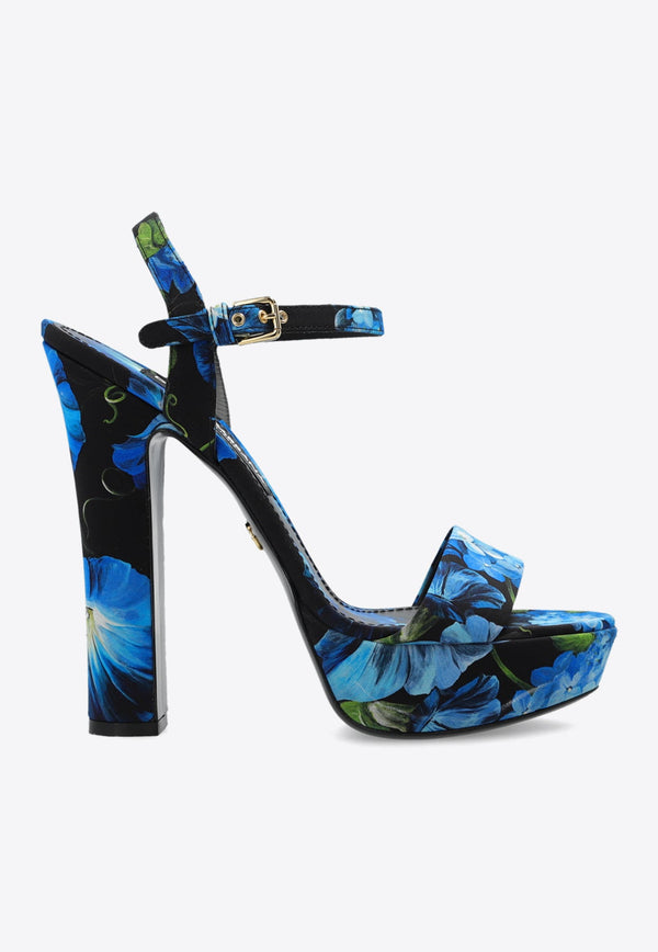 105 Bluebell Print Platform Sandals