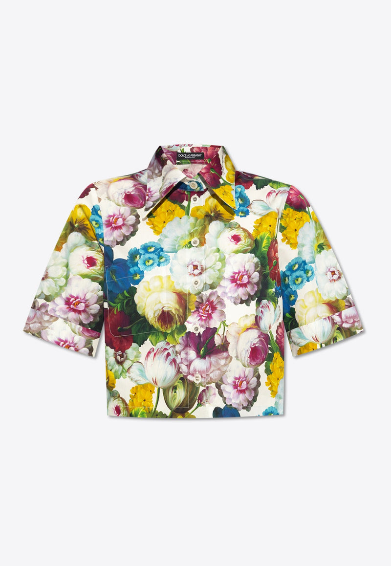 Floral Print Cropped Shirt