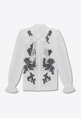 Lace Appliqué Sheer Tuxedo Shirt