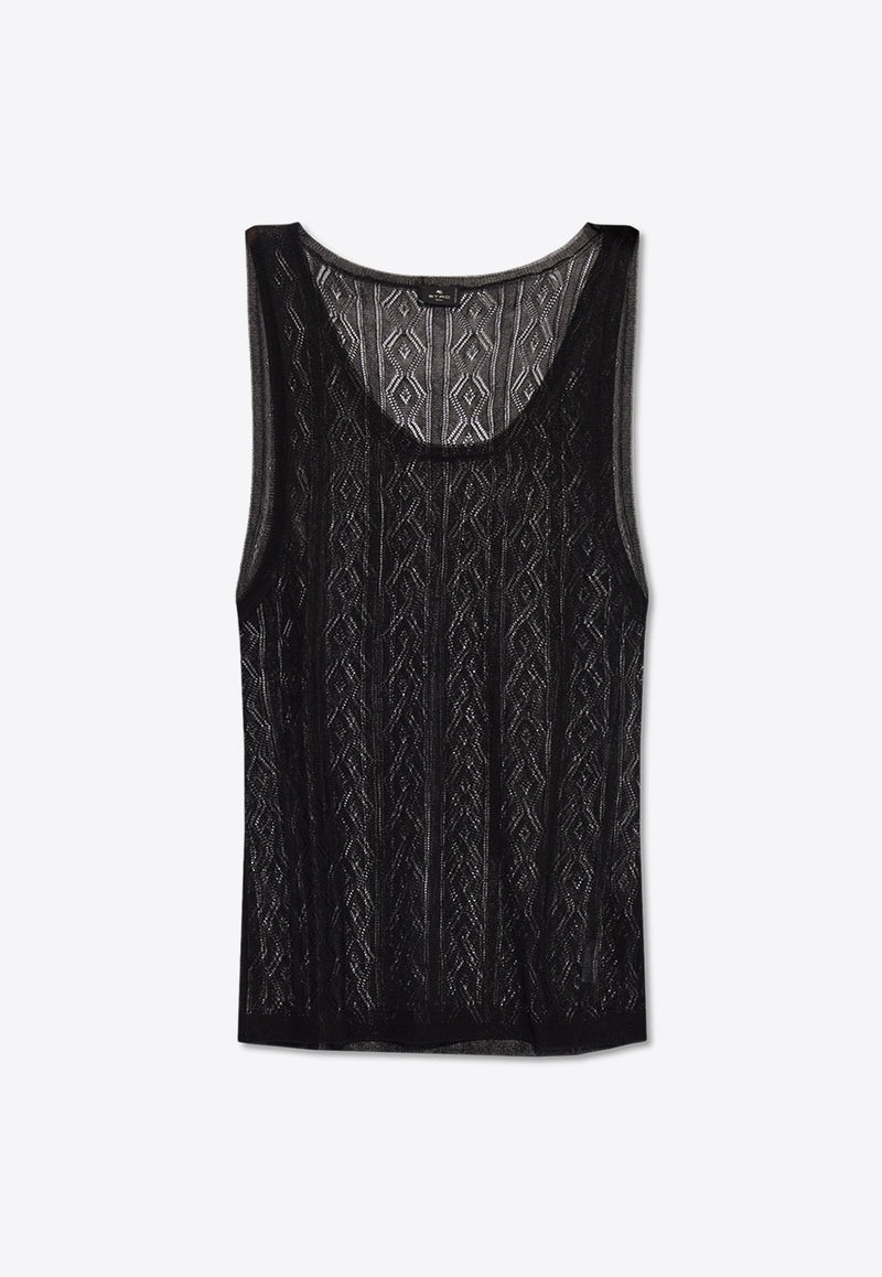 Openwork Silk Sleeveless T-shirt