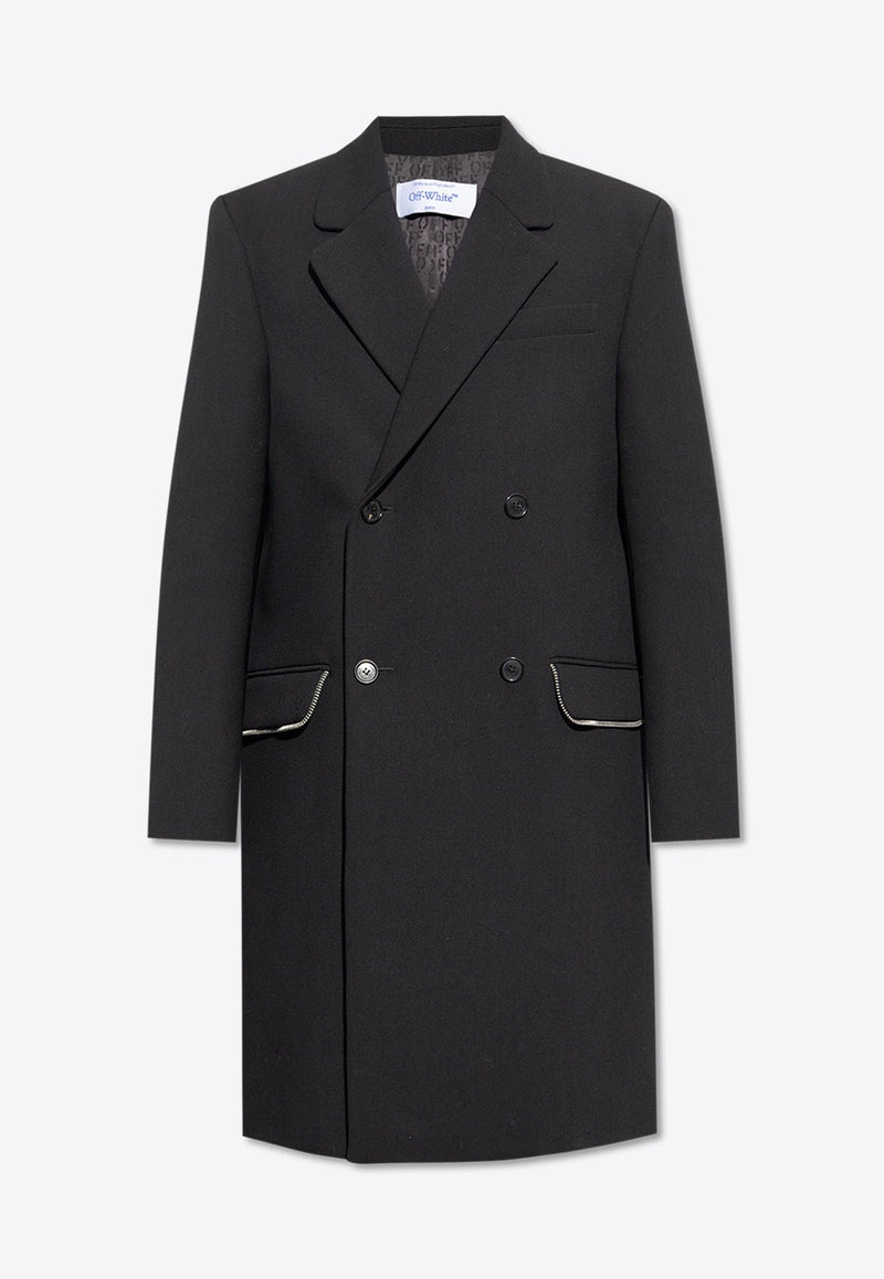 Double-Breasted Zip-Trimmed Coat