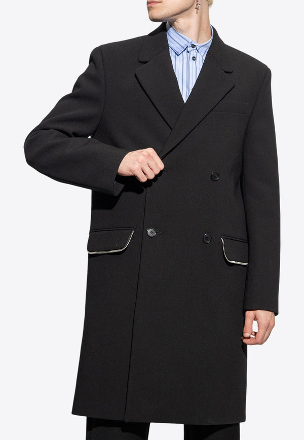 Double-Breasted Zip-Trimmed Coat