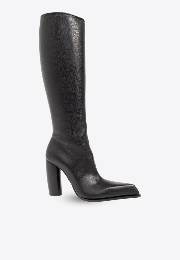 100 Pointed-Toe Leather Knee-High Boots