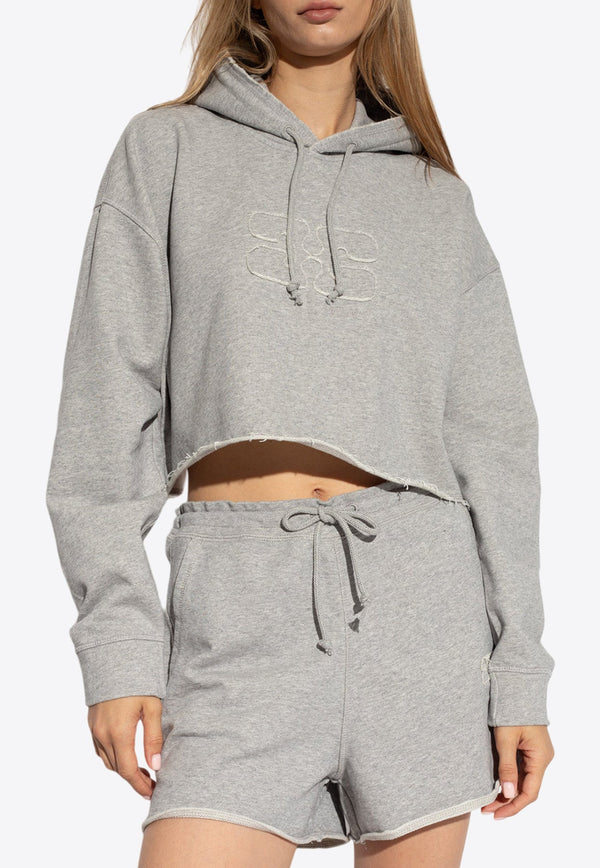 Logo Embroidered Cropped Hoodie