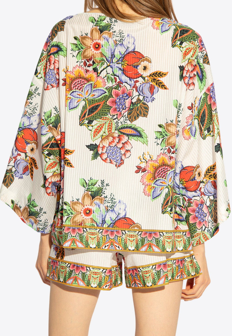 Floral Print Draped Blouse