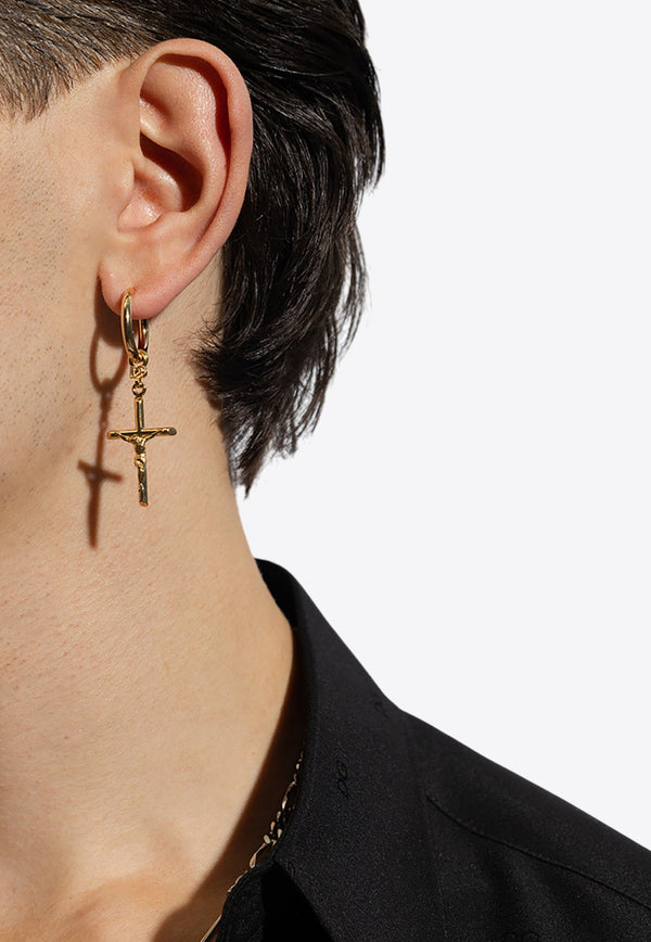 Crucifix Single Hoop Earring