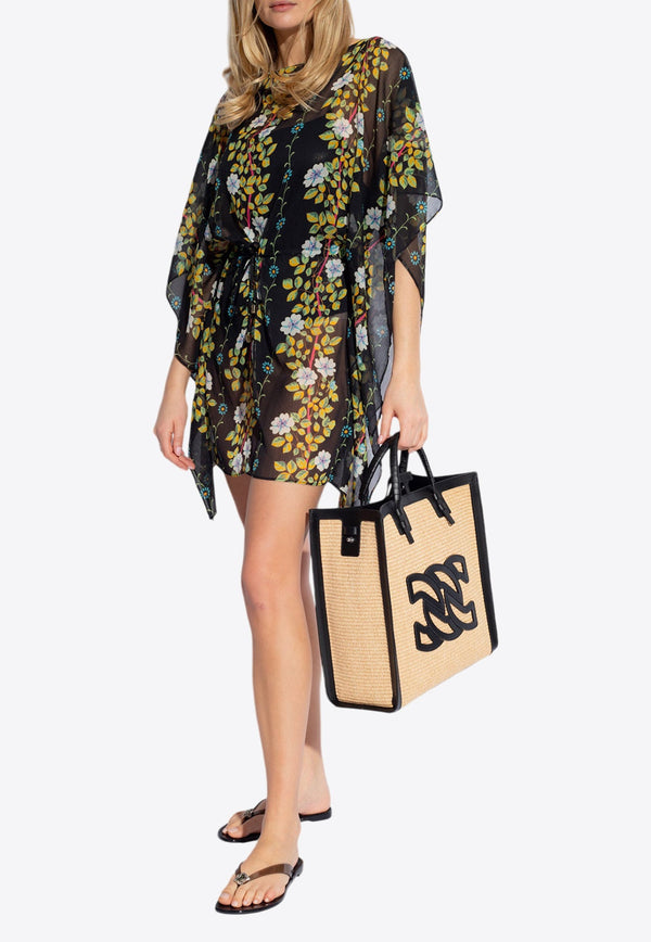 Floral Print Kaftan Beach Mini Dress