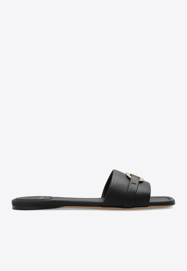 Leah Gancini Leather Flat Sandals