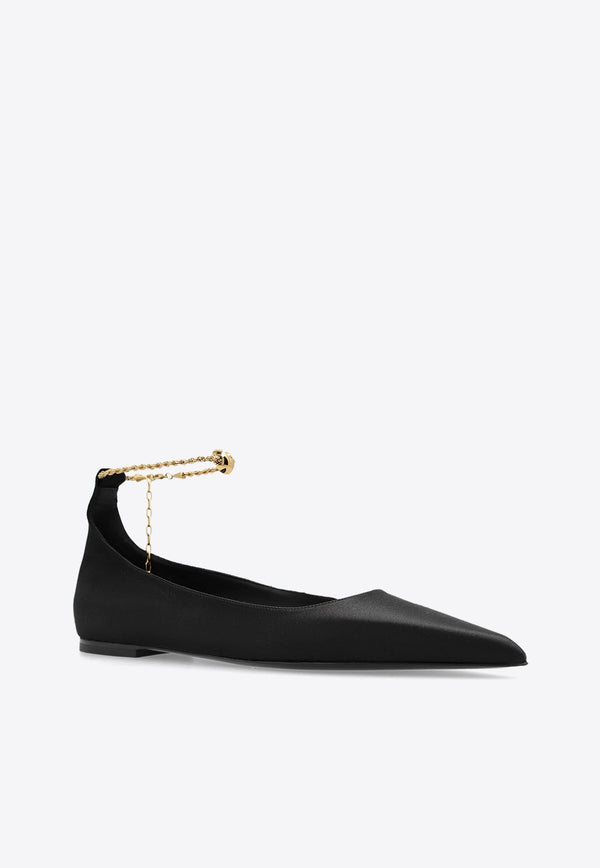 Dada Chain Leather Ballet Flats