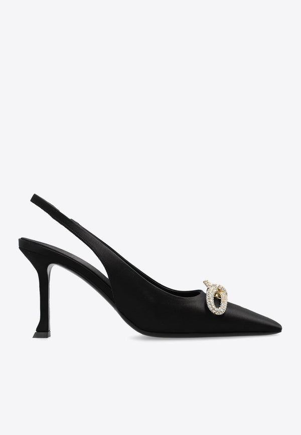 Arlene Bow 85 Slingback Satin Pumps