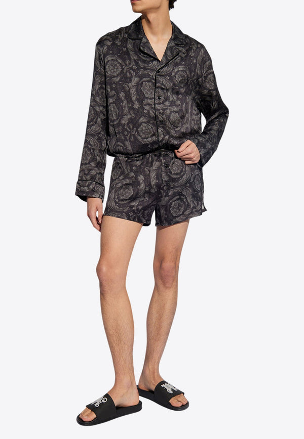 Barocco Print Satin Pajama Shirt