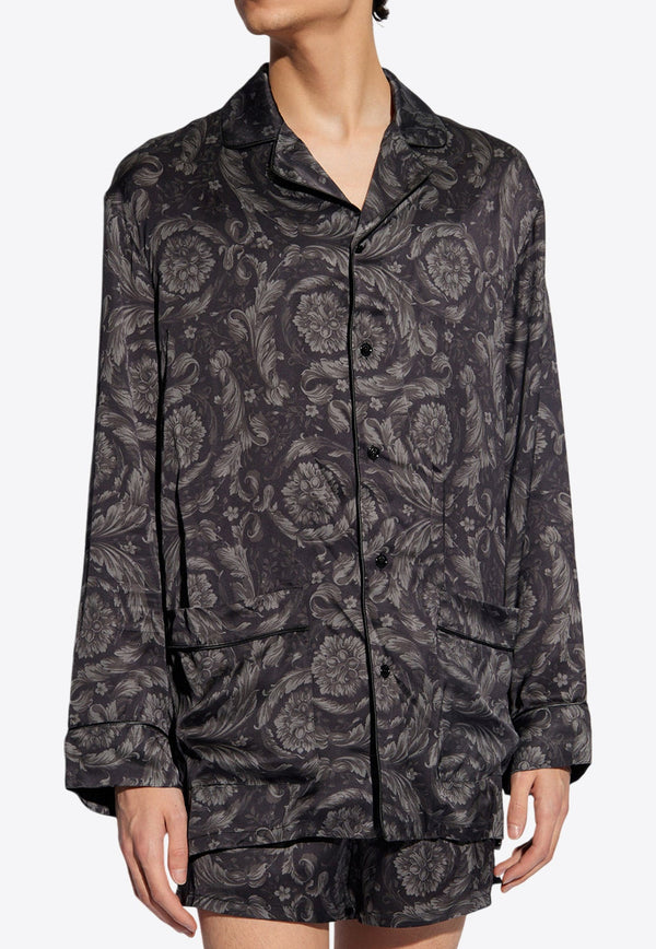 Barocco Print Satin Pajama Shirt