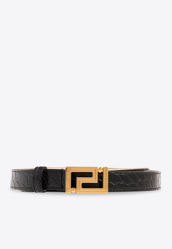 Greca Buckle Leather Belt