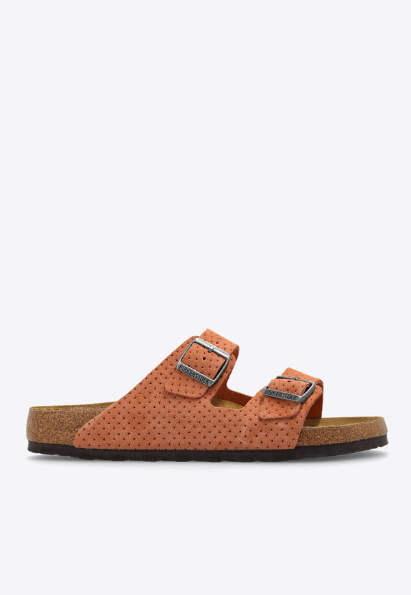 Arizona Double-Buckle Perforated Suede Slides