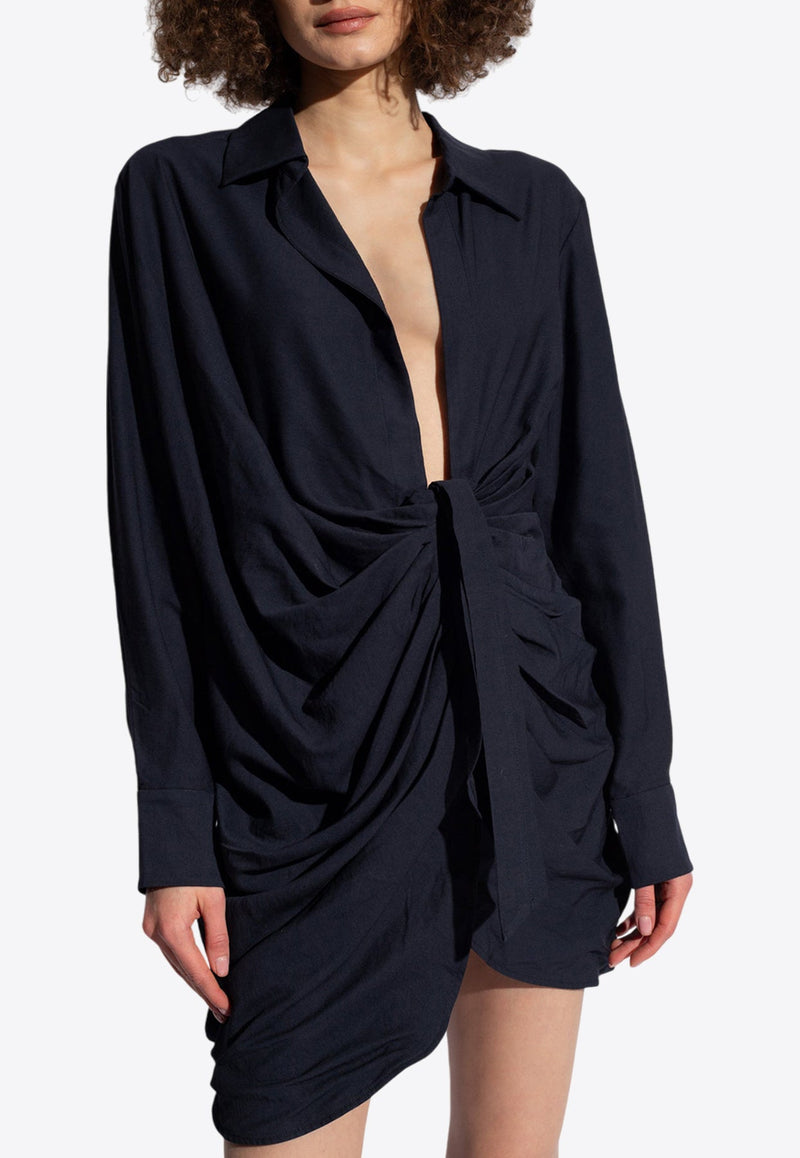 Bahia Draped Mini Shirt Dress