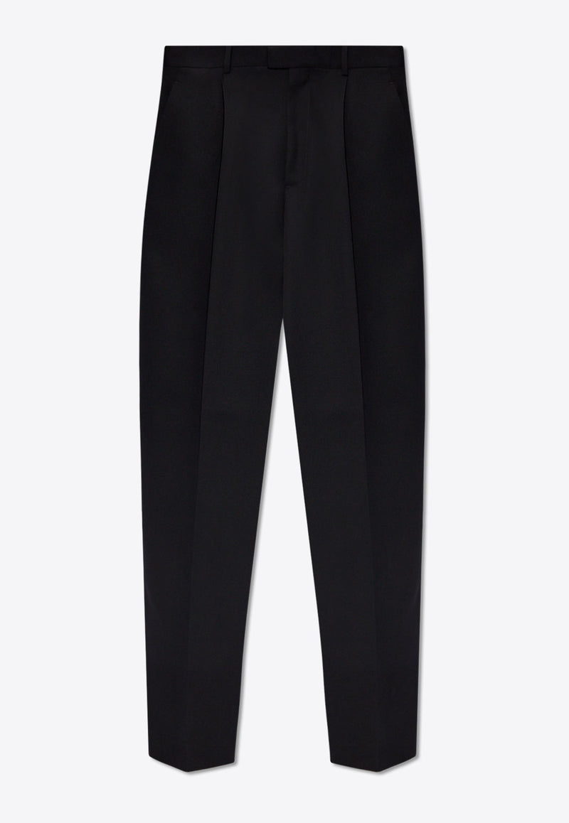 Tapered-Leg Tailored Wool Pants