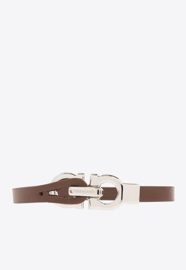 Logo Plaque Leather Bracelet