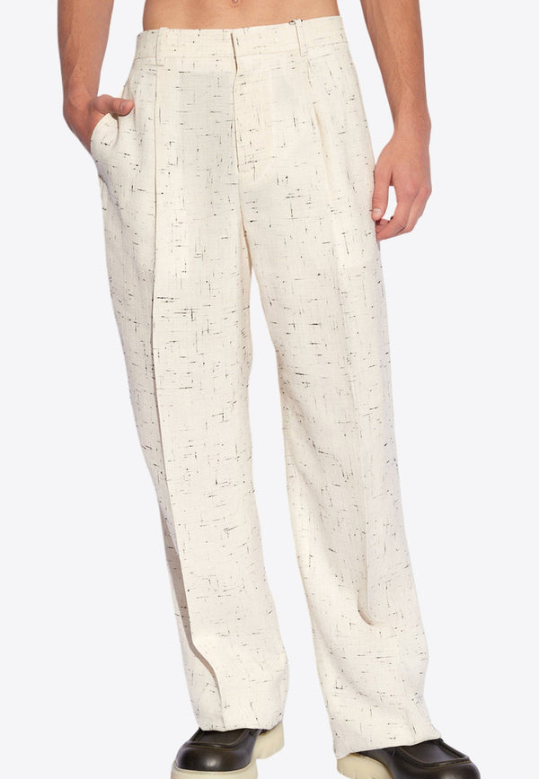 Textured Criss-Cross Tailored Pants