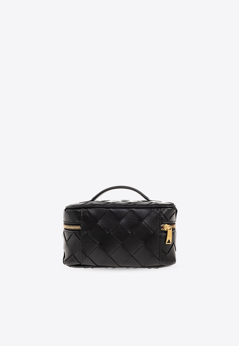 Intrecciato Leather Zip Vanity Bag