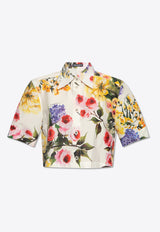 Floral Print Cropped Shirt